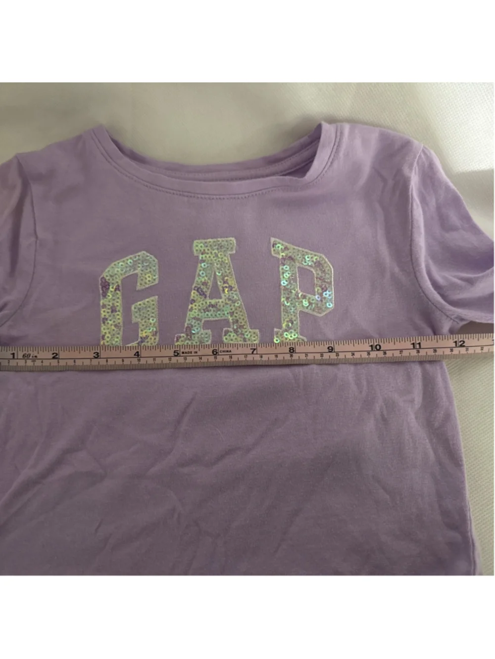 Gap Kids Lavender Long Sleeve Sequin Logo Tee Purple size Small 100% Cotton